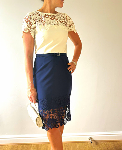 Paper dolls navy cream lace - paper,
