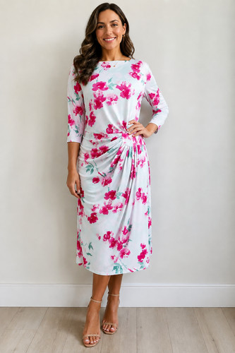 Floral ruched midi dress 20 - floral,