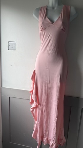 Pink midi dress ruffle hem - pink,