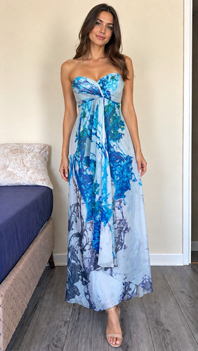 Coast silk blue print maxi - coast,