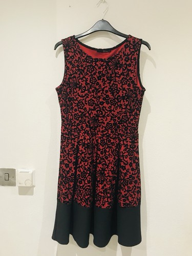 Red black lace floral - red, party
