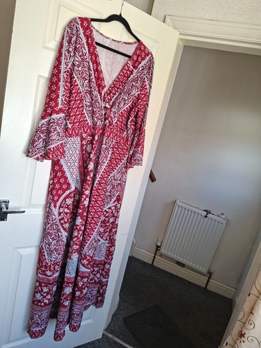 Ladies maxi red pattern - red, floaty