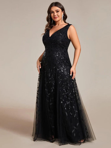 Black sequin embroidery - black,