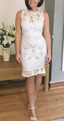 Lipsy blue cream bodycon lace - cream,