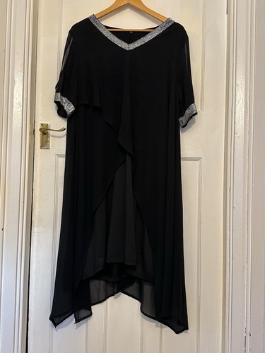 Black chiffon occasion dress - black,