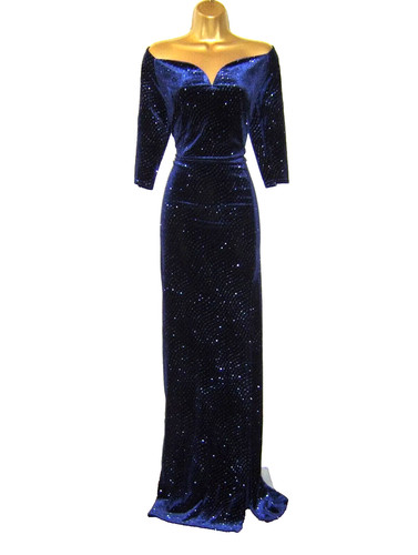 Quiz navy blue sparkly evening - blue,