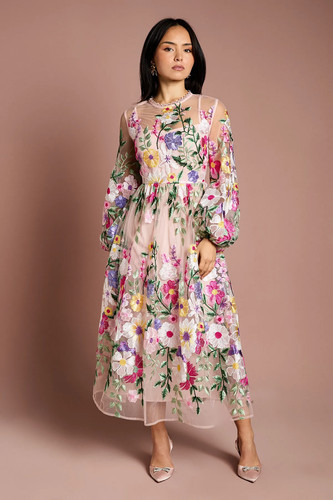 Coast peach fit flare - coast,