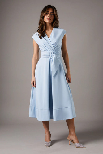 Coast pale blue midi dress - blue,