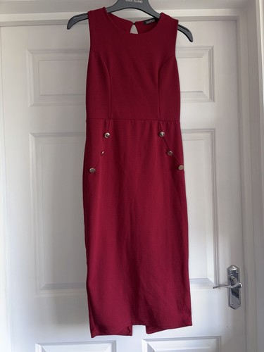 Boohoo red midi bodycon dress - red,