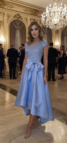 Ladies dress cornflower blue - dress,